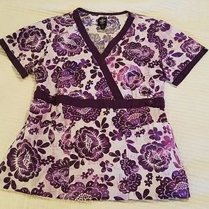 Scrub Top: shades of plum, purple and lavendar